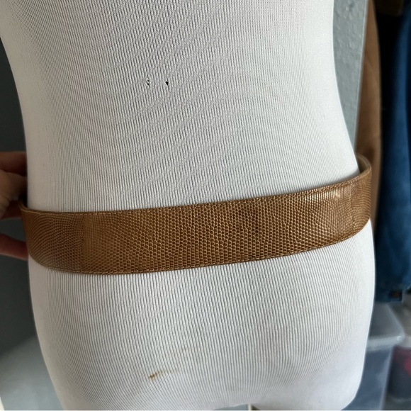 Vintage 70s / 80s Echo Taupe Tan Genuine Lizard Adjustable Cinch Belt main image 13